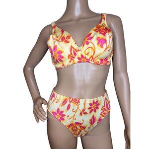 Y2K 2002 Victorias Secret Yellow & Pink Floral Bikini Set 36/M